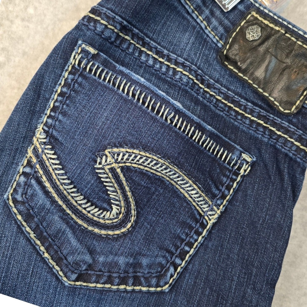 Silver Jeans Co Jeans Womens 28 Suki Skinny Dark Wash Contrast Stitch EUC